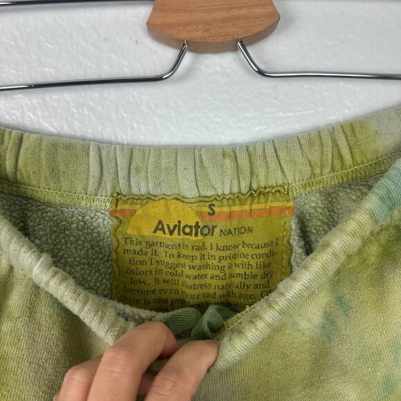Aviator Nation Hand Dyed Sweatpants Women's S Green Tie Dye Boho Lounge Stretch - Picture 5 of 7